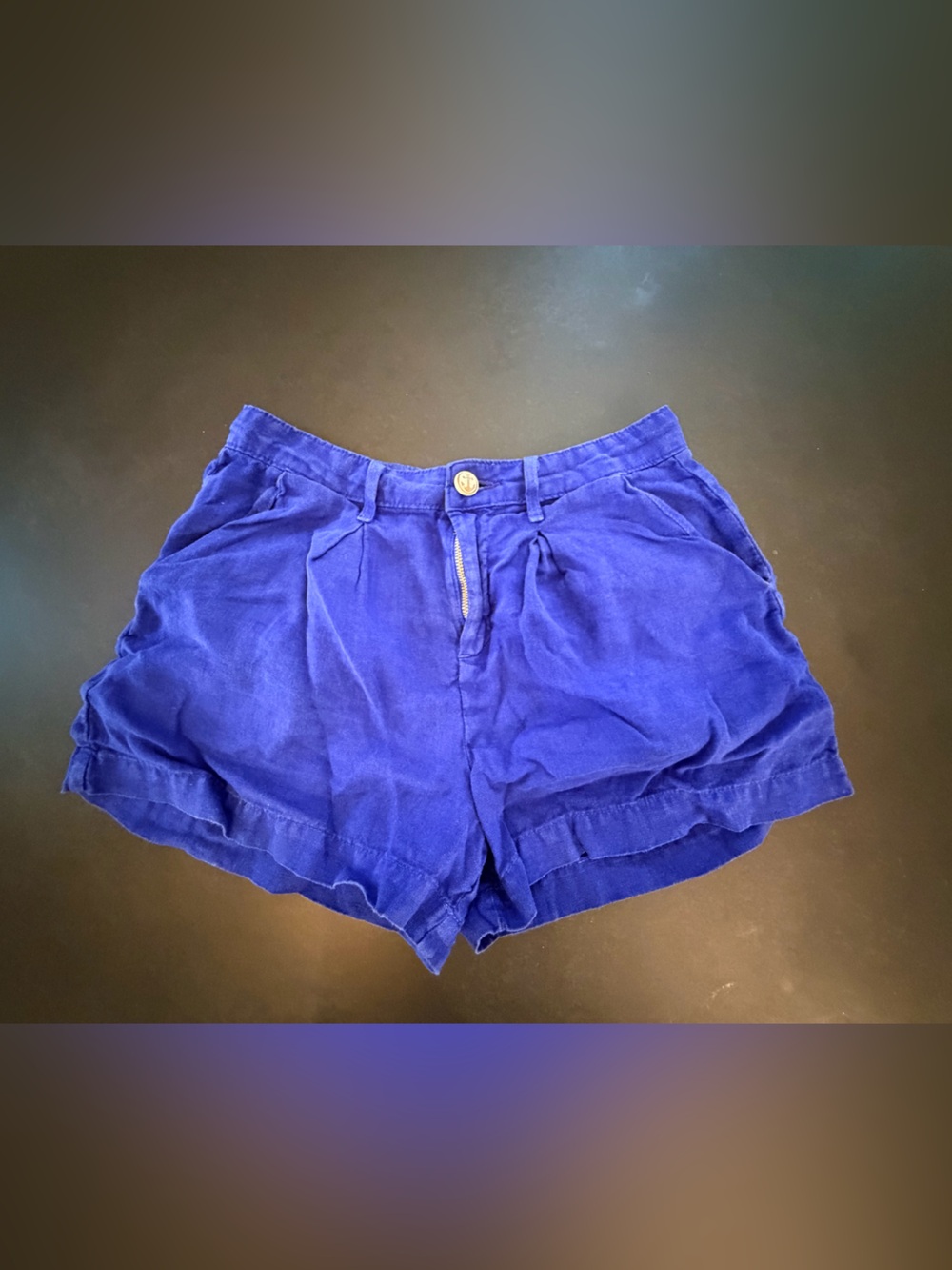 L’Agence Blue Linen Shorts
